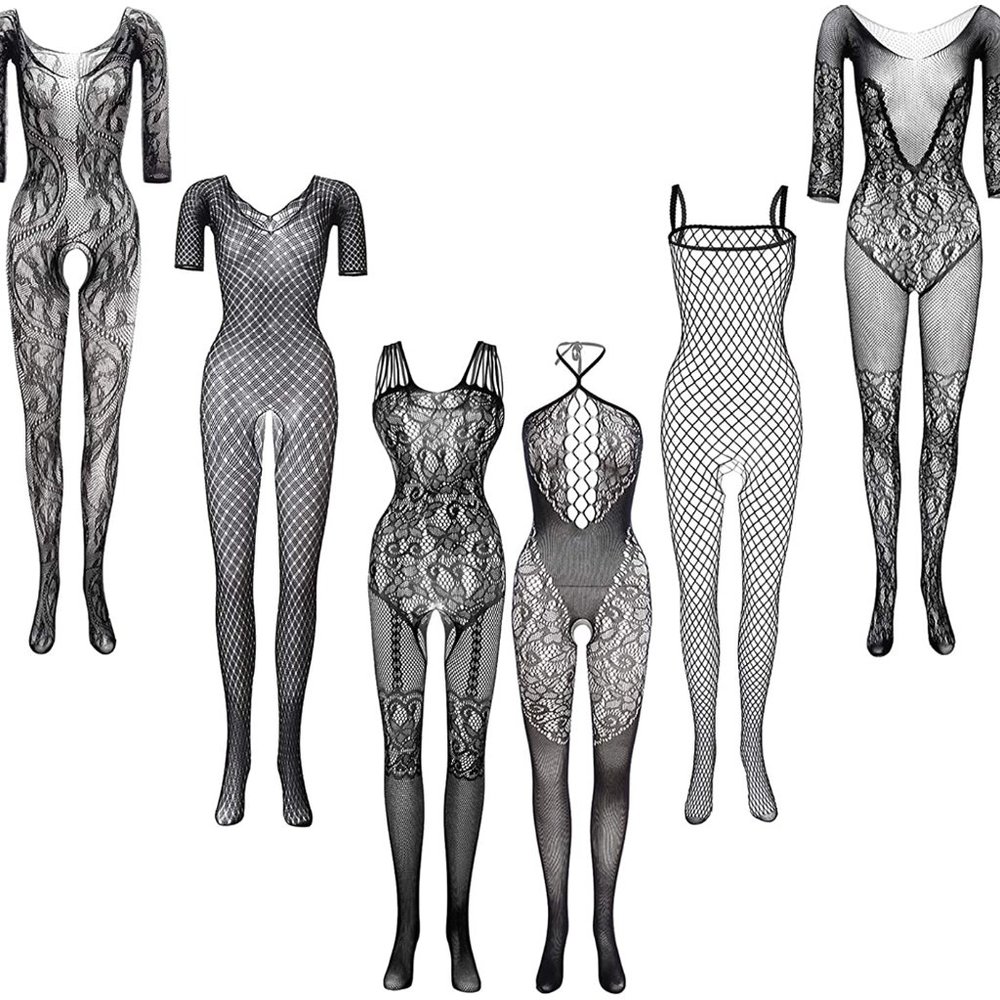 6 Women Stockings Lingerie Lace Fishnet Bodysuits